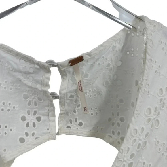 Free People Mockingbird Eyelet Puff Sleeve Open Back Maxi Dress XS B1533 - Picture 6 of 6